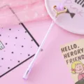 Cute pink stress relief gel pen with rolling massage head for office and school use - 0.5mm / Purple