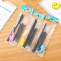 Close-up of disappearing ink pen set with refills and colorful dolphin pencil grips - Fruit Card Header (5 Refills) / 1 Pen Body + 1 Grip Corrector