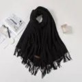 Einfarbiger schwarzer Kaschmir-ähnlicher Schal für Damen, eleganter Winter-Poncho. - 70*180cm / Schwarz