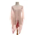 Elegante roze faux zijden bloemen sjaal met parel gesp voor lichte zonbescherming - Tops / 96*150cm / Rood