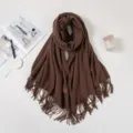Premium weicher brauner Kaschmir-Imitat-Schal mit Fransen für elegante Wintermode im Alltag - 70*180cm / Maca-Braun