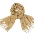 Eleganter einfarbiger kamelfarbener Winterschal mit Fransen, weicher Pashmina-Schal Damen - Khaki