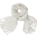Klassischer reinweißer warmer Winterschal mit stilvollen Fransen und weichem Strickgewebe - Gebleichtes Weiß