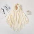 Hochwertiger weicher cremefarbener Pashmina-Schal mit Fransen für Damen Winter Warm - 70*180cm / Milchweiß