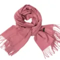 Weicher staubrosa Pashmina-Schal mit eleganten Quasten und Kaschmir-Label für den Winter - 70*180cm / Altrosa