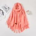 Weicher korallenroter Schal aus Kaschmirimitat mit eleganten Fransen für den Winter - 70*180cm / Orange