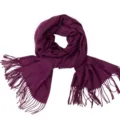 Eleganter einfarbiger dunkelvioletter warmer Strickschal mit modischen Fransen für den Winter - 70*180cm / Violett