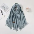 Eleganter weicher staubblauer Kunst-Kaschmirschal mit Quasten für Damen Winter SKU Ansicht - 70*180cm / Dunkelblau