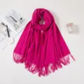 Eleganter dicker magentafarbener Schal aus Kaschmirimitat mit Fransen für Herbst und Winter - 70*180cm / Fuchsia
