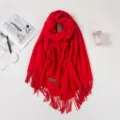 Eleganter hellroter Schal aus Kaschmirimitat mit Quasten für Herbst und Winter - 70*180cm / Rot