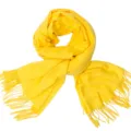 Leuchtend gelber einfarbiger warmer Winterschal mit modischen Fransen für Damen - Hellgelb