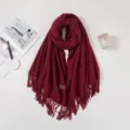 Eleganter weinroter Winterschal aus Kaschmirimitat mit stilvollen Fransenquasten - 70*180cm / Burgunderrot