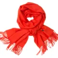 Weicher roter einfarbiger warmer Winterschal mit Fransenenden für Damen und Herren - Orangerot