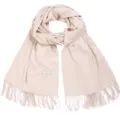 Einfarbiger cremefarbener warmer Winterschal mit Quasten, weicher Strickschal für Damen - Beige