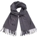 Weicher grauer Winterschal in Cashmere-Optik mit eleganten Fransen - 70cm x 200cm / Dunkelgrau