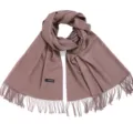 Einfarbiger warmer Schal mit Fransen in Altrosa, weicher Herbst-Winter-Pashmina-Schal - 70cm x 200cm / Garnelenfarbe
