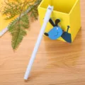 Cute light blue gel pen with cartoon cat cap for students and office stationery supply - 0.5mm / Smoke