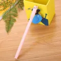 Cute pink gel pen with cartoon cat cap for office and school supplies - 0.5mm / Pink
