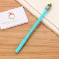 Creative blue cactus gel pen for students and office with a cute cartoon topper - 0.5mm / Blue