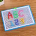Educational mushroom nail pegboard puzzle with colorful letters and numbers for kids - Mushroom Nail Puzzle Set / 29*21*3.5cm
