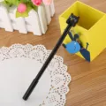 Cute black cat gel pen with a 3D cartoon cat head ornament for school and office use - 0.5mm / Black