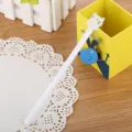 Cute white cartoon cat head gel pen for creative school and office stationery supplies - 0.5mm / White