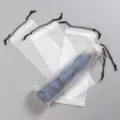 Transparent waterproof umbrella storage bag with drawstring portable travel pouch for rainy days - 13x37cm