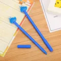 Two cute blue cartoon whale gel pens with soft silicone toppers for school and office - Blue