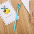 Stylo gel bleu clair mignon avec dinosaure de dessin animé sur bois - 0.5mm / Bleu