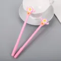 Lindo bolígrafo de gel de varita mágica rosa con decoración de estrella y alas niñas - Rosa