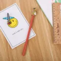 Stylo gel dinosaure rouge mignon avec tête en caoutchouc souple pour l'école - 0.5mm / Café