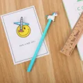 Cute turquoise cartoon unicorn gel pen with a 3D topper for student office stationery - 0.5mm / Blue