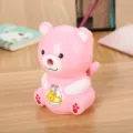 Cute pink bear-shaped manual pencil sharpener for student desk - Pink