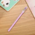 Lindo bolígrafo de gel morado con tapa de orejas de conejo, papelería elegante - 0.5mm / Púrpura