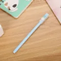 Bolígrafo de gel creativo azul claro con orejas de conejo y pompón blanco escolar - 0.5mm / Azul