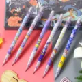 Set of six cute cartoon space travel themed mechanical pencils for school and office - Random Mixed Purple Planet Styles