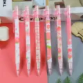 Set mit 6 süßen Druckbleistiften im Pfirsich-Design mit rosa transparentem Schaft - Pfirsich-Serie / 6-teiliges Set