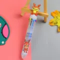 Bolígrafo de Navidad de 10 colores con lindo adorno de reno y estampado festivo - Reindeer-brown