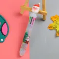 Lindo bolígrafo de Navidad de 10 colores con figura de Papá Noel e impresión festiva - Papá Noel - Blanco