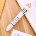 Vue détaillée d'un stylo à bille rétractable à dix couleurs sur le thème du cochon mignon - Série Blanche (LJ-R397A) / Blanc