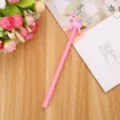 Cute pink cartoon unicorn gel pen with soft decorative topper for students - Pink