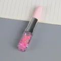 Cute lipstick shaped neutral pen with pink quicksand glitter and heart sequins - 0.5mm / Rice Pink