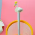 Simpatica penna gel cigno bianco con corona gialla per forniture scuola e ufficio. - 0.5mm / Bianco