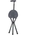 Foldable cane stool walking stick chair for elderly, lightweight aluminum alloy tripod mobility aid. - Telescopic Black with Lighted Base