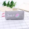 Astuccio grigio in pelle PU con simpatica stampa anguria per cancelleria scolastica - Anguria Grigio