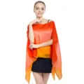 Poncho elegante de gasa con degradado naranja y botones de perlas para protección solar estiva - Tops / 148*96CM / Naranja