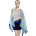 Poncho de gasa con degradado azul claro y botones de perla para protección solar - Tops / 148*96CM / Azul