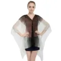Elegante chal de gasa con degradado y botones de perlas para protección solar - Tops / 148*96CM / Negro Clásico