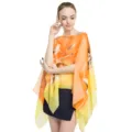 Vibrant orange and yellow floral printed chiffon shawl scarf for summer sun protection - Orange / 145*90CM