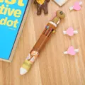 Creative 10-color retractable ballpoint pen featuring a cute brown dinosaur topper - Dinosaur Brown / Multicolor